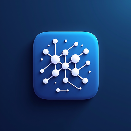 flux-An icon for a creative AI app with A combination of circles and lines forming a futuristic interconnected pattern set on a deep blue gradient background-2