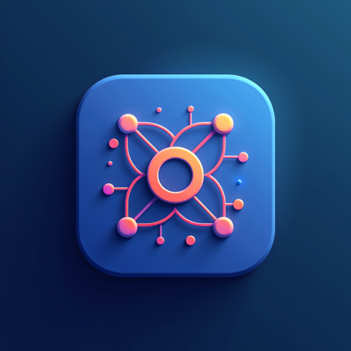 flux-An icon for a creative AI app with A combination of circles and lines forming a futuristic interconnected pattern set on a deep blue gradient background-3