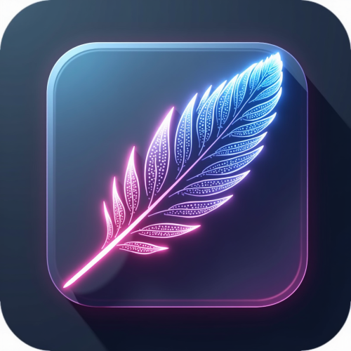 flux-An icon for a creative AI app with A delicate digital feather with intricate circuitry patterns and a soft glowing outline on a gradient background-2