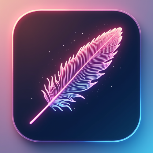 flux-An icon for a creative AI app with A delicate digital feather with intricate circuitry patterns and a soft glowing outline on a gradient background-3