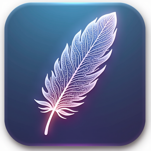 flux-An icon for a creative AI app with A delicate digital feather with intricate circuitry patterns and a soft glowing outline on a gradient background-4