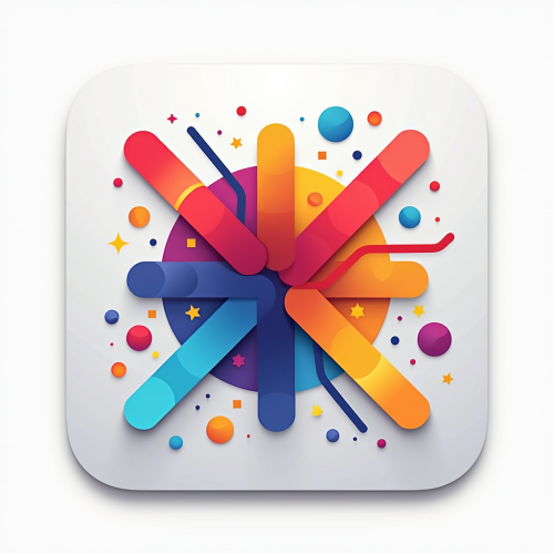 flux-An icon for a creative AI app with A dynamic splash of geometric shapes and lines with a blend of vibrant colors symbolizing creativity and movement-2