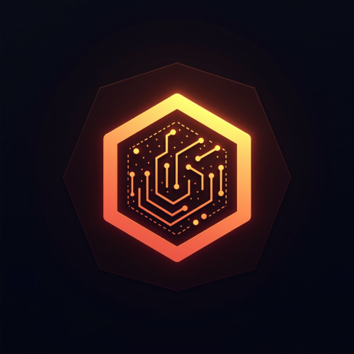 flux-An icon for a creative AI app with A modern hexagon shape with intricate glowing circuitry patterns inside on a black or dark gradient background-4