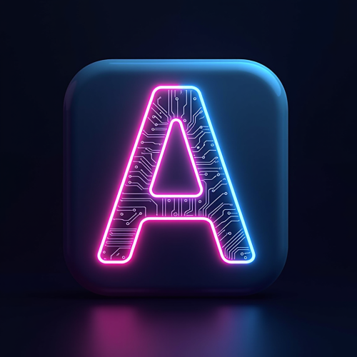 flux-An icon for a creative AI app with A neon-lit circuit board pattern forming the shape of an A glowing vibrantly against a dark background-4