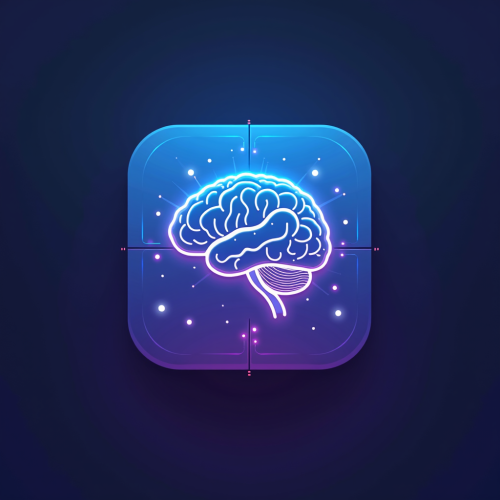 flux-An icon for a creative AI app with A sleek stylized brain in the center with glowing connections on a gradient background of deep blue and purple-3