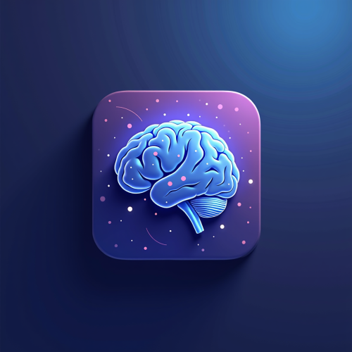 flux-An icon for a creative AI app with A sleek stylized brain in the center with glowing connections on a gradient background of deep blue and purple-4