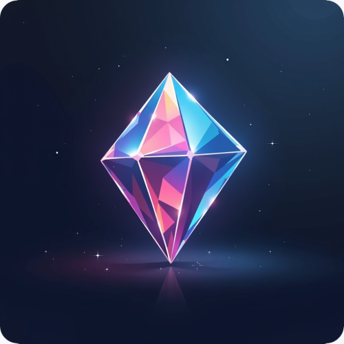 flux-An icon for a creative AI app with A stylized glowing crystal shape with sharp clean lines and subtle reflections set on a dark gradient background-3