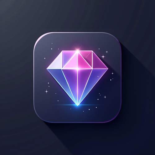 flux-An icon for a creative AI app with A stylized glowing crystal shape with sharp clean lines and subtle reflections set on a dark gradient background-4