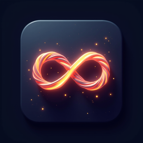 flux-An icon for a creative AI app with An elegant infinity symbol made of glowing intertwined lines suggesting endless possibilities and creativity-3