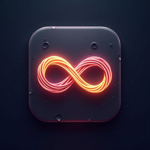 flux-An icon for a creative AI app with An elegant infinity symbol made of glowing intertwined lines suggesting endless possibilities and creativity-4