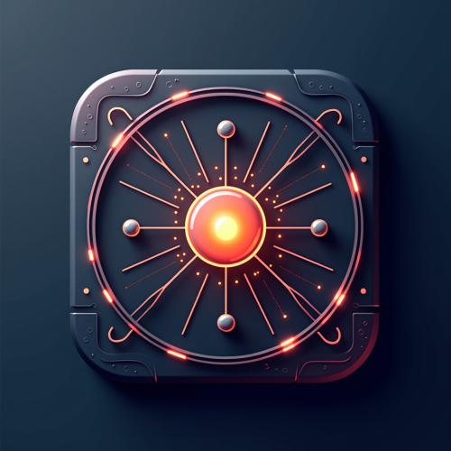 flux-An icon for a creative AI app with Central glowing core with rays extending outward framed by subtle UI elements representing creativity and tech-2