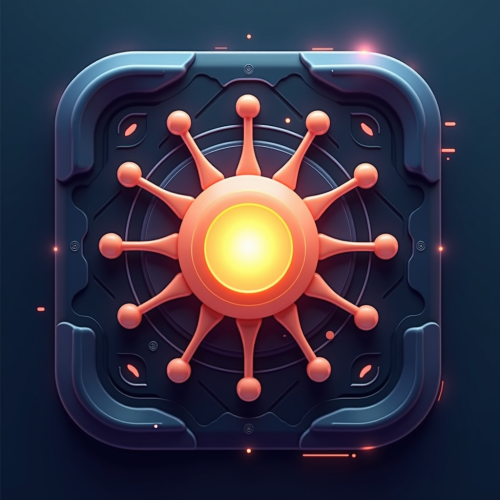 flux-An icon for a creative AI app with Central glowing core with rays extending outward framed by subtle UI elements representing creativity and tech-3