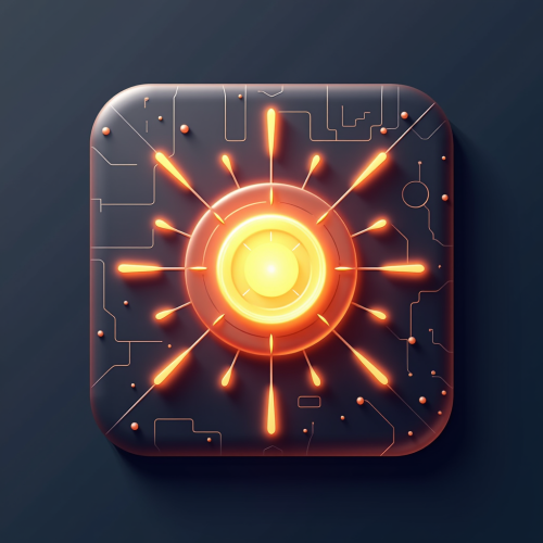 flux-An icon for a creative AI app with Central glowing core with rays extending outward framed by subtle UI elements representing creativity and tech-4
