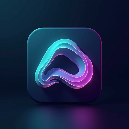 flux-An icon for a creative AI app with Elegant flowing waves forming an A shape glowing softly with a gradient of teal and electric purple-2