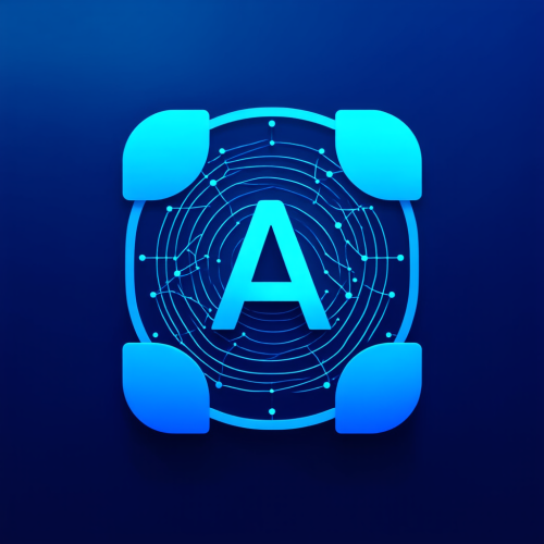 sd3-An icon for a creative AI app with A combination of circles and lines forming a futuristic interconnected pattern set on a deep blue gradient background-0