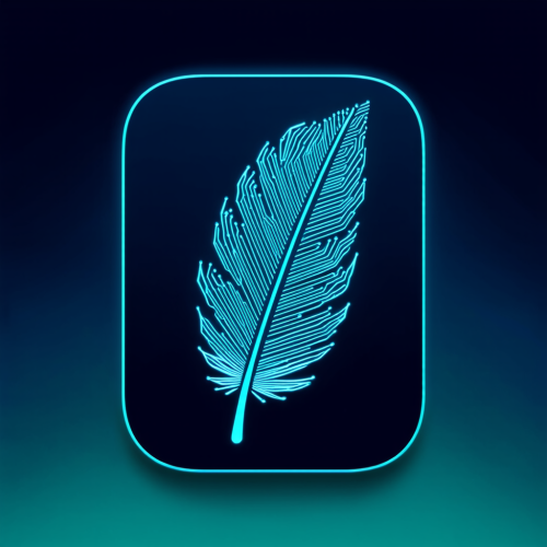 sd3-An icon for a creative AI app with A delicate digital feather with intricate circuitry patterns and a soft glowing outline on a gradient background-0