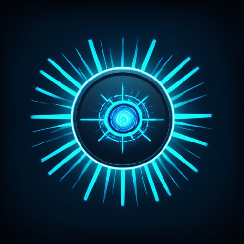 sd3-An icon for a creative AI app with Central glowing core with rays extending outward framed by subtle UI elements representing creativity and tech-0
