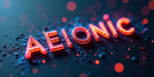 flux-Texture Text logo saying AEIONic for an AI creativity app top down close-up-0 (1)