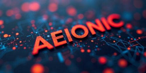 flux-Tilt-shift photo of Text logo saying AEIONic for an AI creativity app. Selective focus miniature effect blurred background highly detailed vibrant perspective control-0 (1)