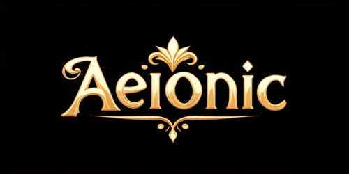 sd3-Art Nouveau style Text logo saying AEIONic for an AI creativity app. Elegant decorative curvilinear forms nature-inspired ornate detailed-0