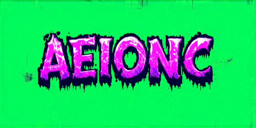 sd3-Grunge style Text logo saying AEIONic for an AI creativity app. Textured distressed vintage edgy punk rock vibe dirty noisy-0