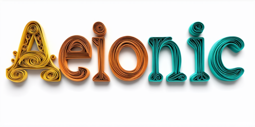 sd3-Paper quilling art of Text logo saying AEIONic for an AI creativity app. Intricate delicate curling rolling shaping coiling loops 3D dimensional ornamental-0