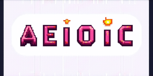 sd3-Pixel-art Text logo saying AEIONic for an AI creativity app. Low-res blocky pixel art style 8-bit graphics-0