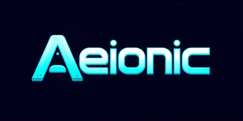 sd3-Sci-fi style Text logo saying AEIONic for an AI creativity app. Futuristic technological alien worlds space themes advanced civilizations-0