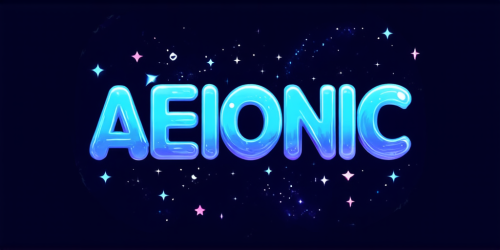 sd3-Space-themed Text logo saying AEIONic for an AI creativity app. Cosmic celestial stars galaxies nebulas planets science fiction highly detailed-0