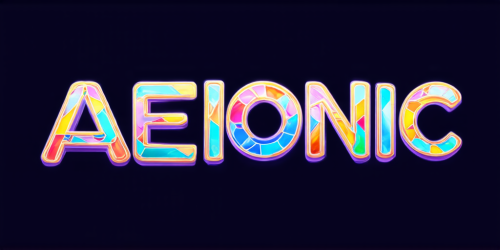 sd3-Stained glass style Text logo saying AEIONic for an AI creativity app. Vibrant beautiful translucent intricate detailed-0