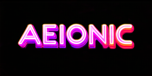 sd3-Vaporwave style Text logo saying AEIONic for an AI creativity app. Retro aesthetic cyberpunk vibrant neon colors vintage 80s and 90s style highly detailed-0