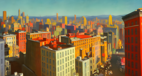 sd-A painting of a cityscape with buildings that are impossibly short and squat barely reaching above the ground by Edward Hopper and Ryan McGinley-0
